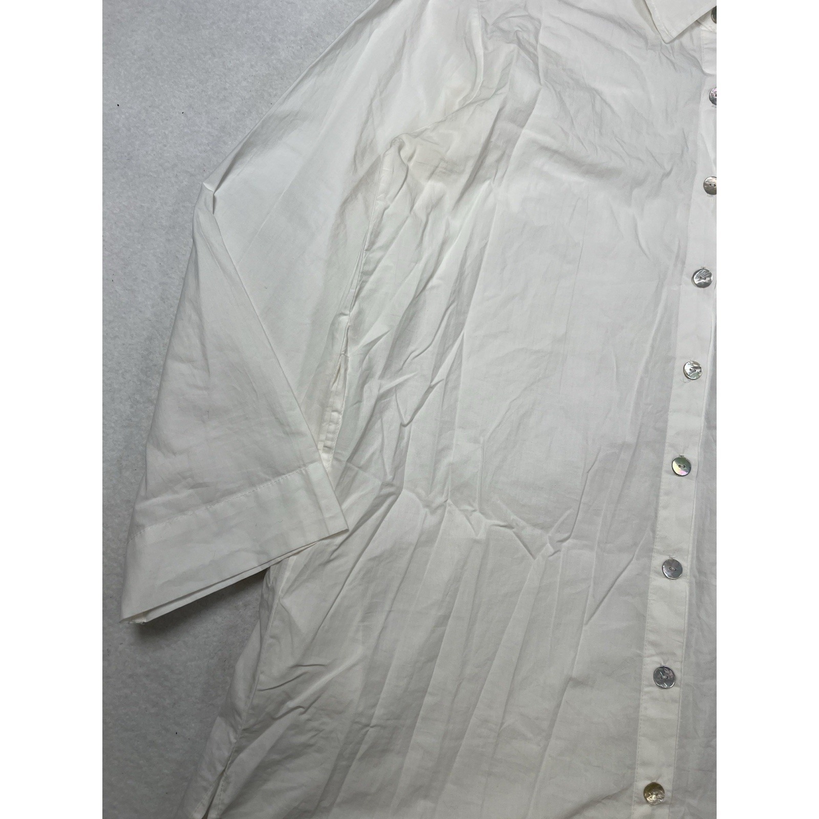 Honest Cotton White Button Up Shirt Dress One Size Euc — image 4 of 8